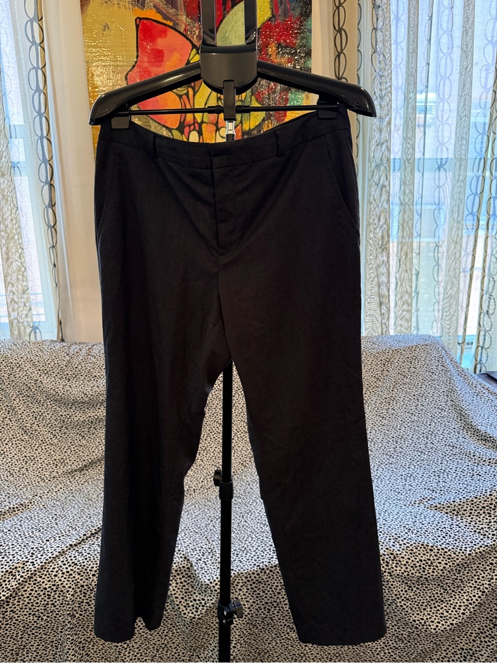 Banana Republic Black Houndstooth Women's Jackson Fit Trousers